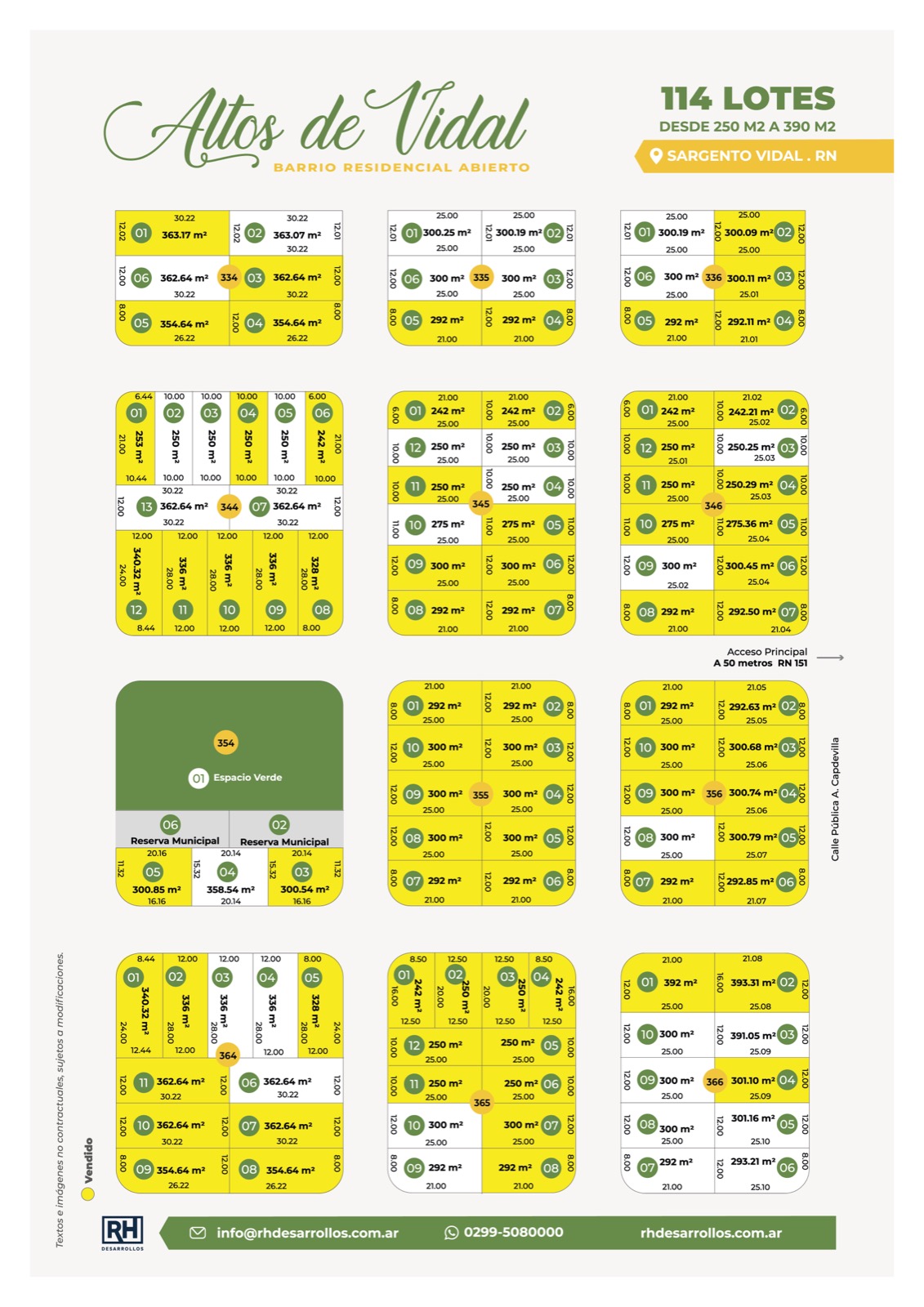 Plano de disponibilidad de Altos de Vidal
