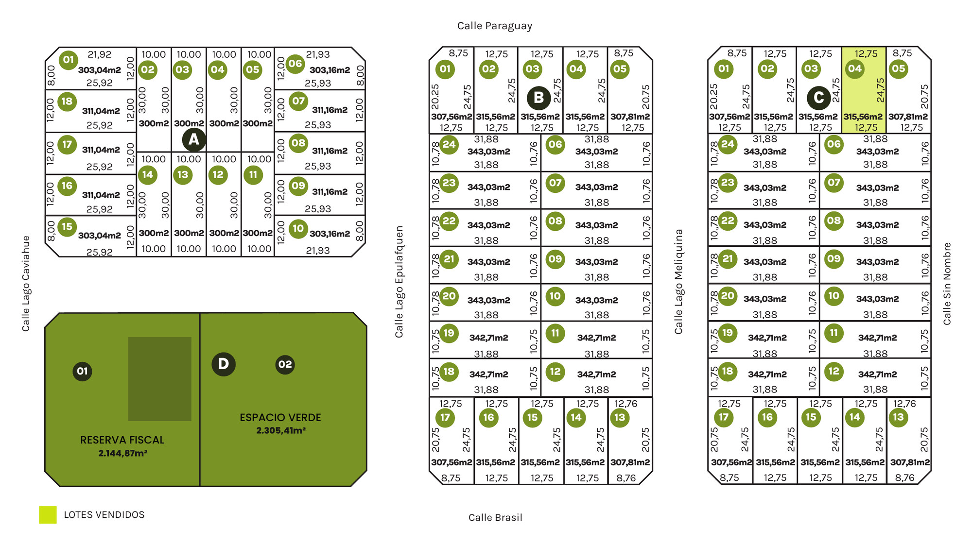 Plano de disponibilidad de La Pradera